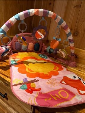 Kids Pink Activity Playmat with Hanging Toys